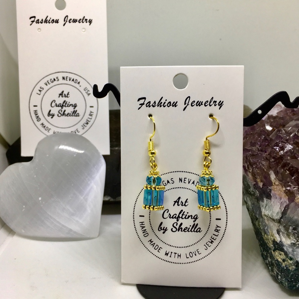 Cubed semi-Swarovski Earings